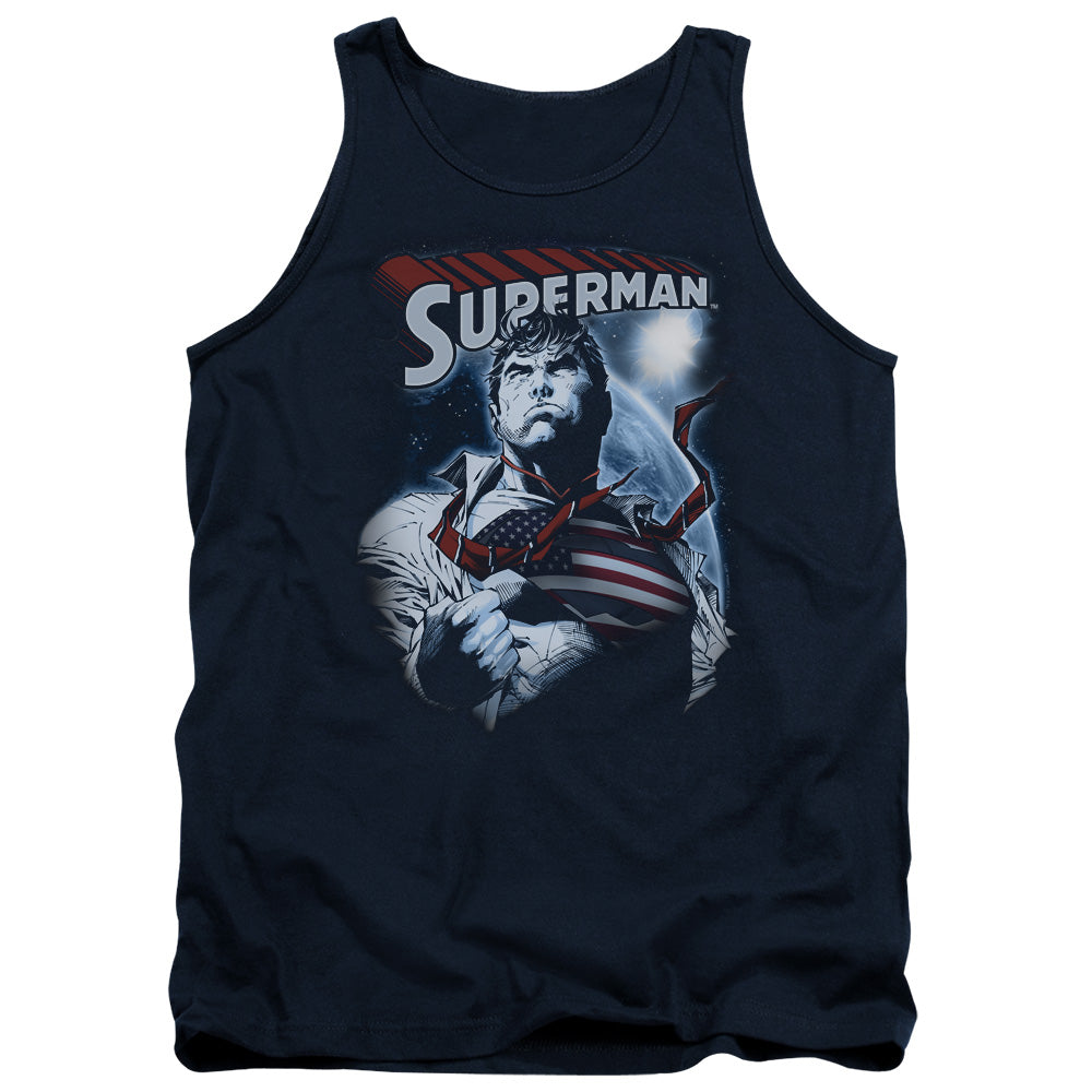 Superman Honor And Protect Mens Tank Top Shirt Navy