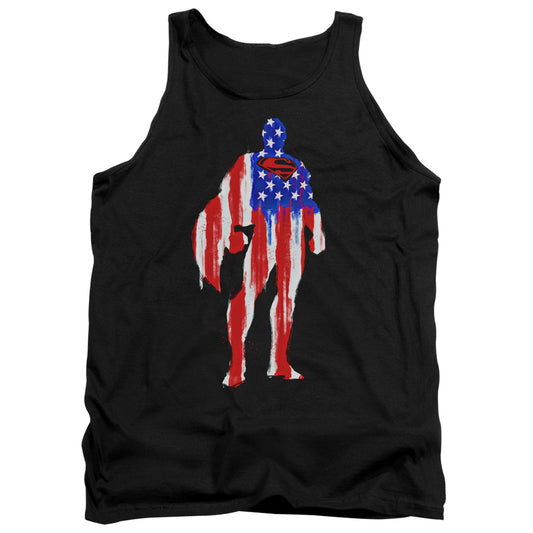 Superman Flag Silhouette Mens Tank Top Shirt Black