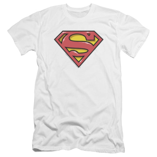 Superman Airbrush Shield Hbo Premium Bella Canvas Slim Fit Mens T Shirt White