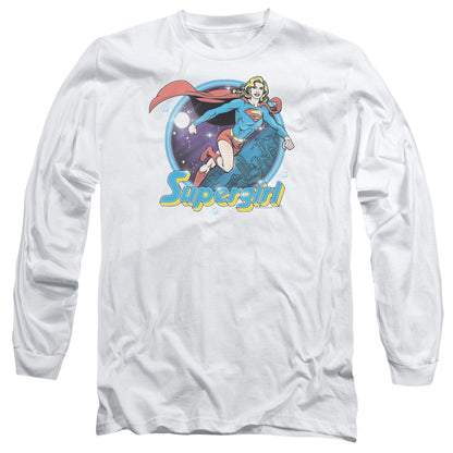 Superman Supergirl Airbrush Mens Long Sleeve Shirt White Officially Licensed
