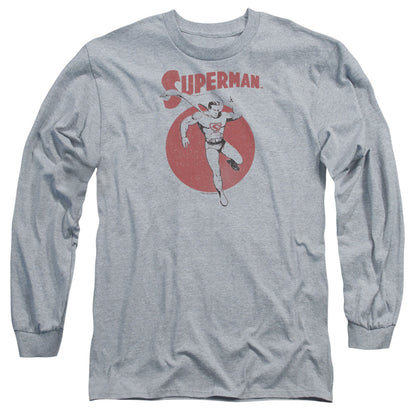 Superman Vintage Sphere Mens Long Sleeve Shirt Athletic Heather Officially Licensed