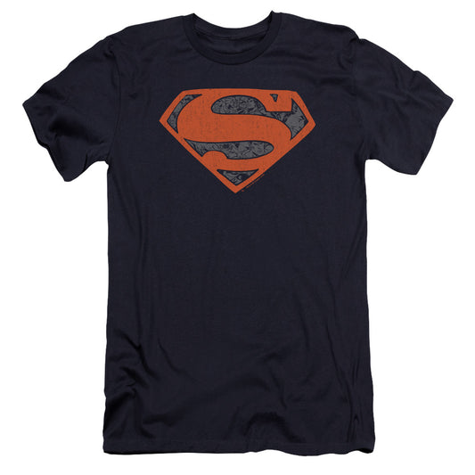 Superman Vintage Shield Collage Hbo Premium Bella Canvas Slim Fit Mens T Shirt Navy