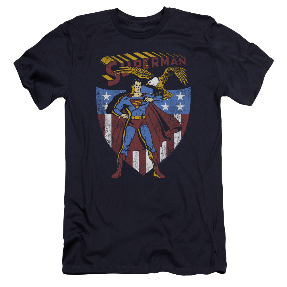 Superman All American Hbo Premium Bella Canvas Slim Fit Mens T Shirt Navy