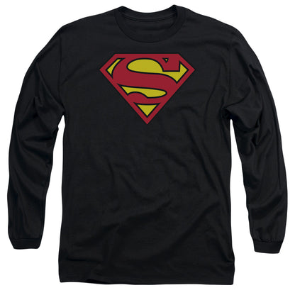 Superman Classic Logo Mens Long Sleeve Shirt Black Officially Licensed