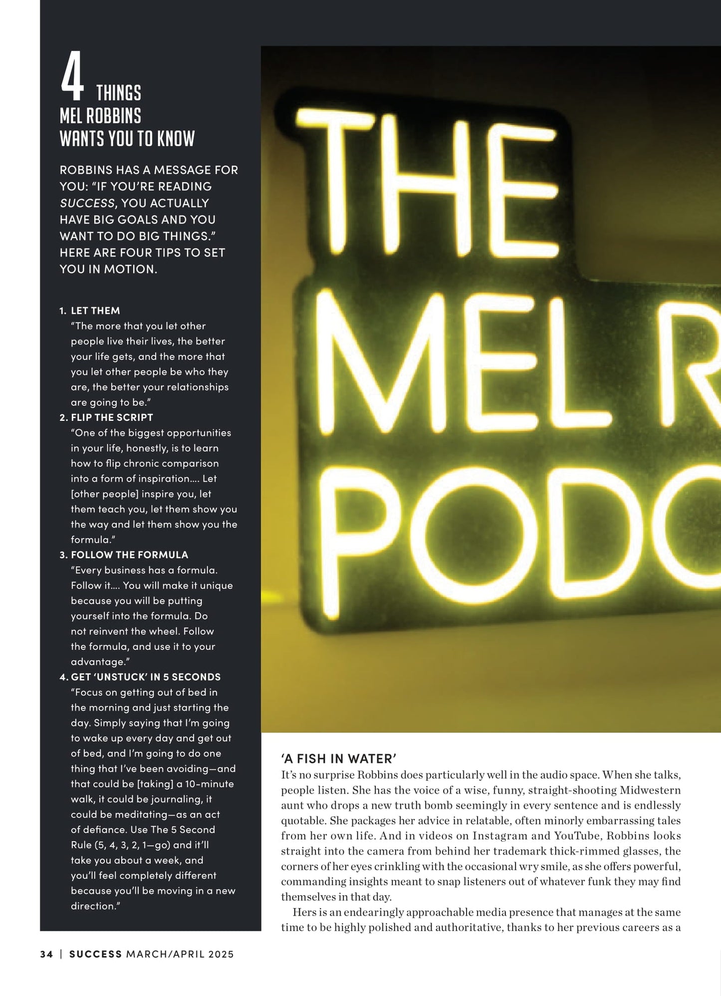 SUCCESS Magazine - March & April 2025: Mel Robbins'  Let Them Mindset, The Secret To Reclaiming Your Power, 50 Women Who Shape Our World, Setting Boundaries, Taking A Values-First Approach & More!