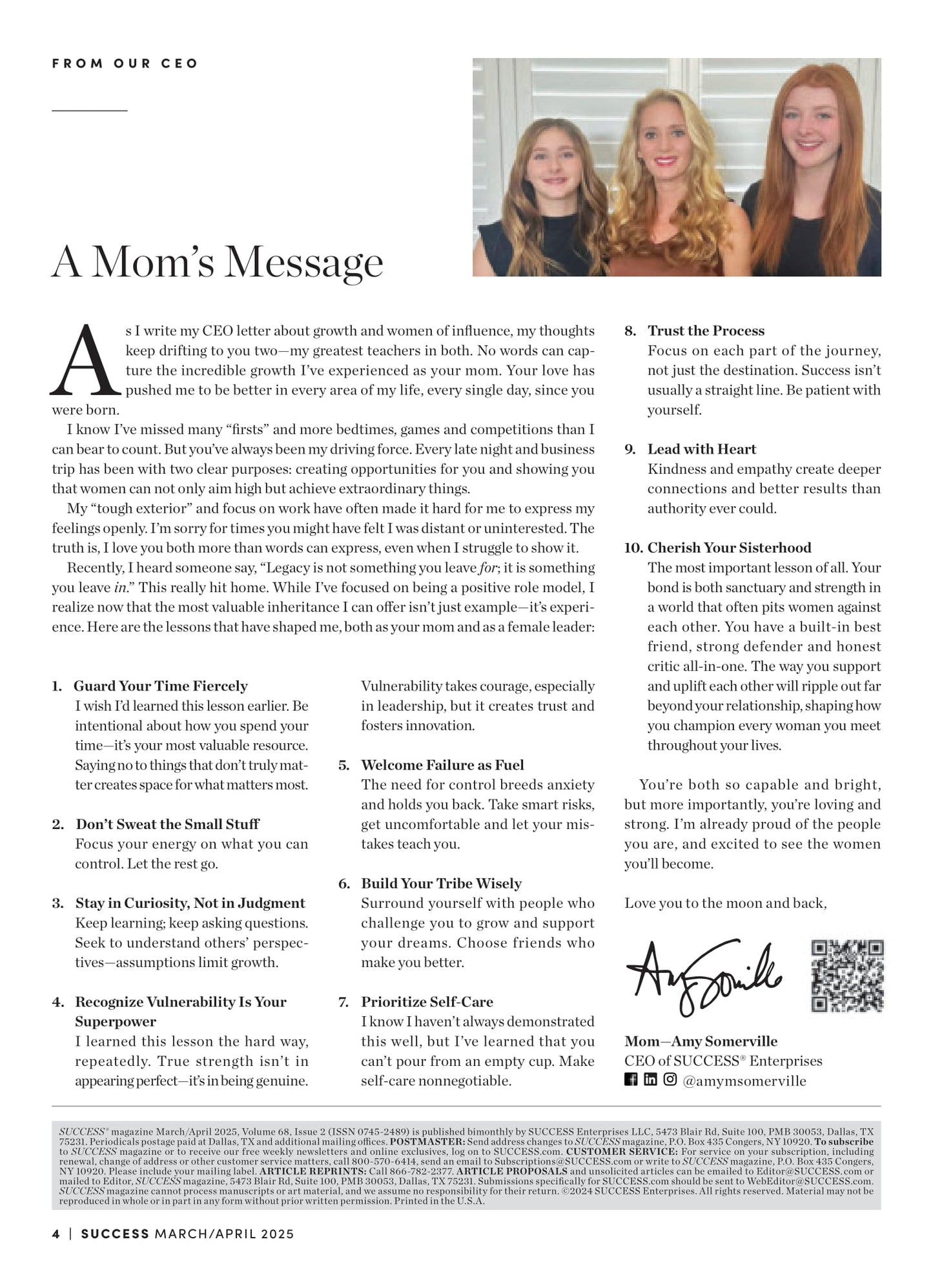 SUCCESS Magazine - March & April 2025: Mel Robbins'  Let Them Mindset, The Secret To Reclaiming Your Power, 50 Women Who Shape Our World, Setting Boundaries, Taking A Values-First Approach & More!