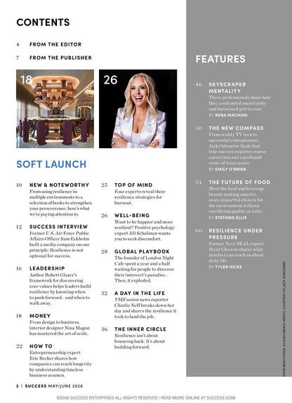 SUCCESS Magazine - May & June 2026: The Resilience Issue, Tim Storey, The Coach Behind Powerful Comebacks, Jack Osbourne's True Compass, Bruce Lee's Legacy, Oliver Stark Talks Mindset & More!