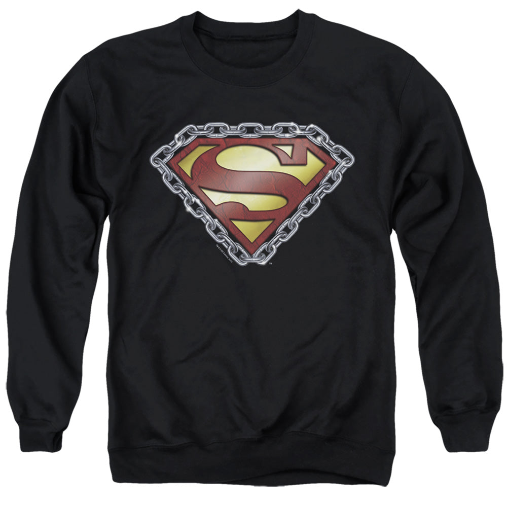 Superman Chained Shield Mens Crewneck Sweatshirt Black