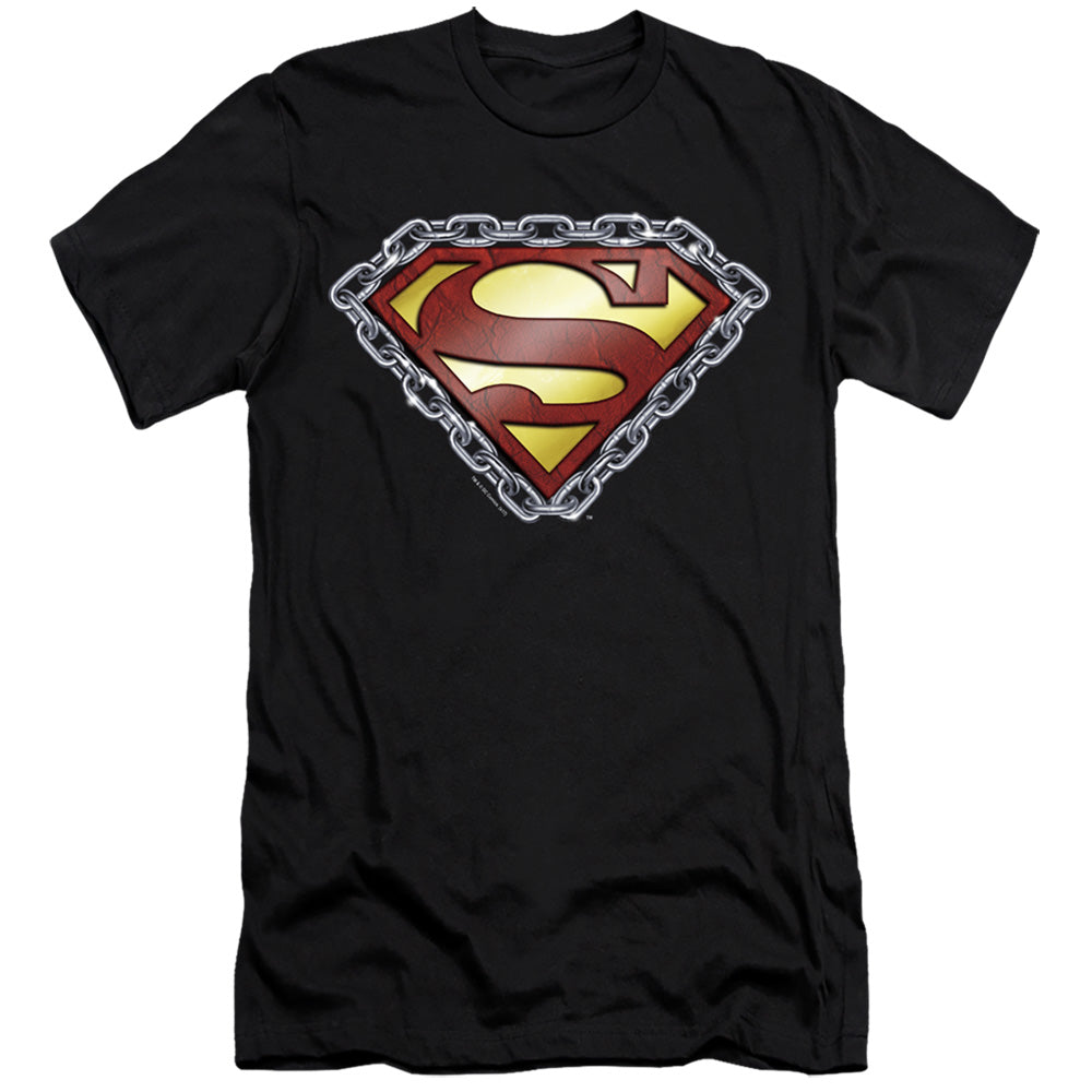 Superman Chained Shield Premium Bella Canvas Slim Fit Mens T Shirt Black