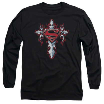 Superman Gothic Steel Logo Mens Long Sleeve Shirt Black Officially Licensed
