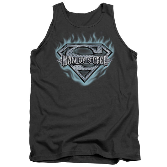 Superman Man Of Steel Shield Mens Tank Top Shirt Charcoal