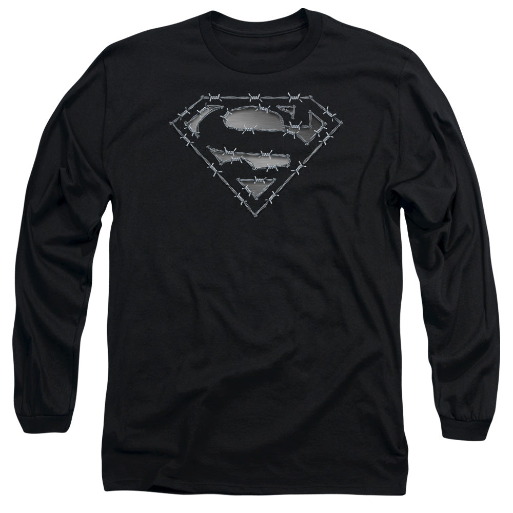 Superman Barbed Wire Mens Long Sleeve Shirt Black