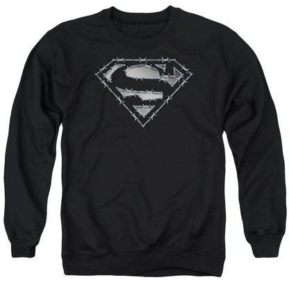 Superman Barbed Wire Mens Crewneck Sweatshirt Black