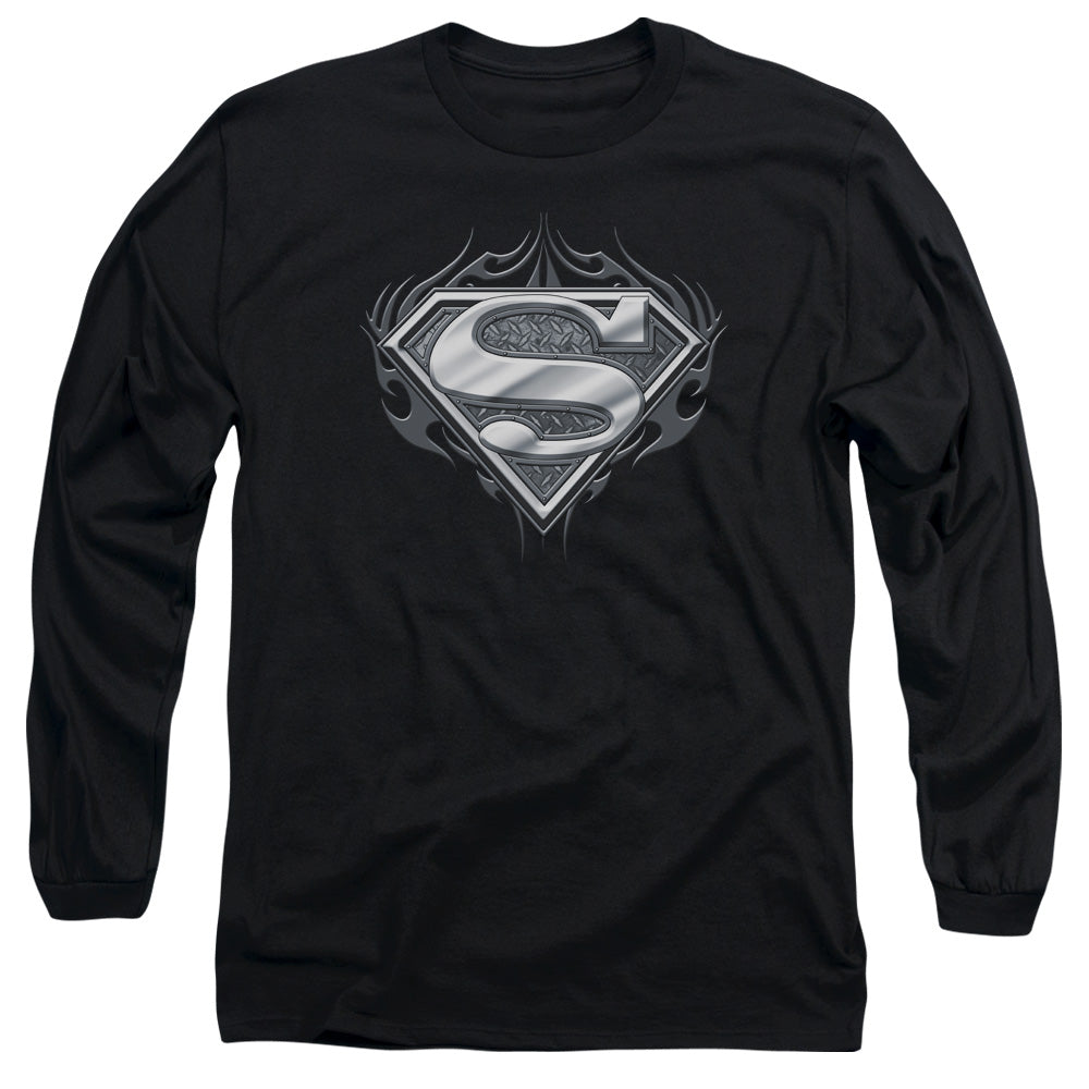 Superman Biker Metal Mens Long Sleeve Shirt Black