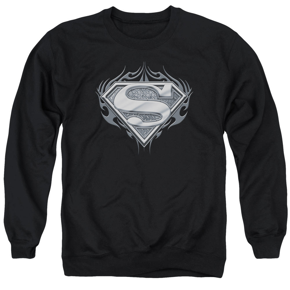 Superman Biker Metal Mens Crewneck Sweatshirt Black