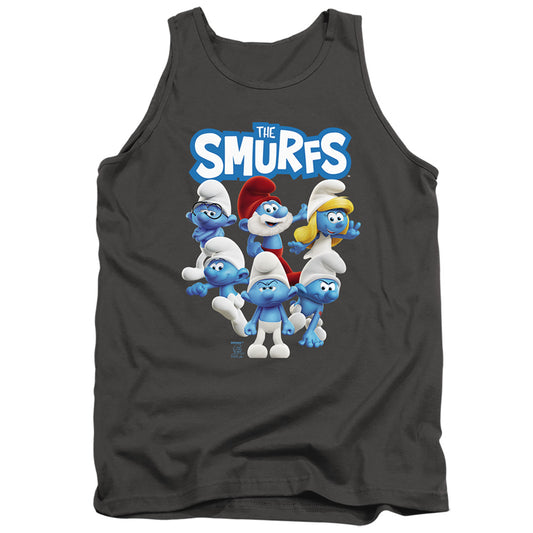 Smurfs Group Shot Mens Tank Top Shirt Charcoal