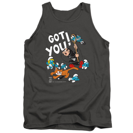 Smurfs Gargamel And Azrael Mens Tank Top Shirt Charcoal