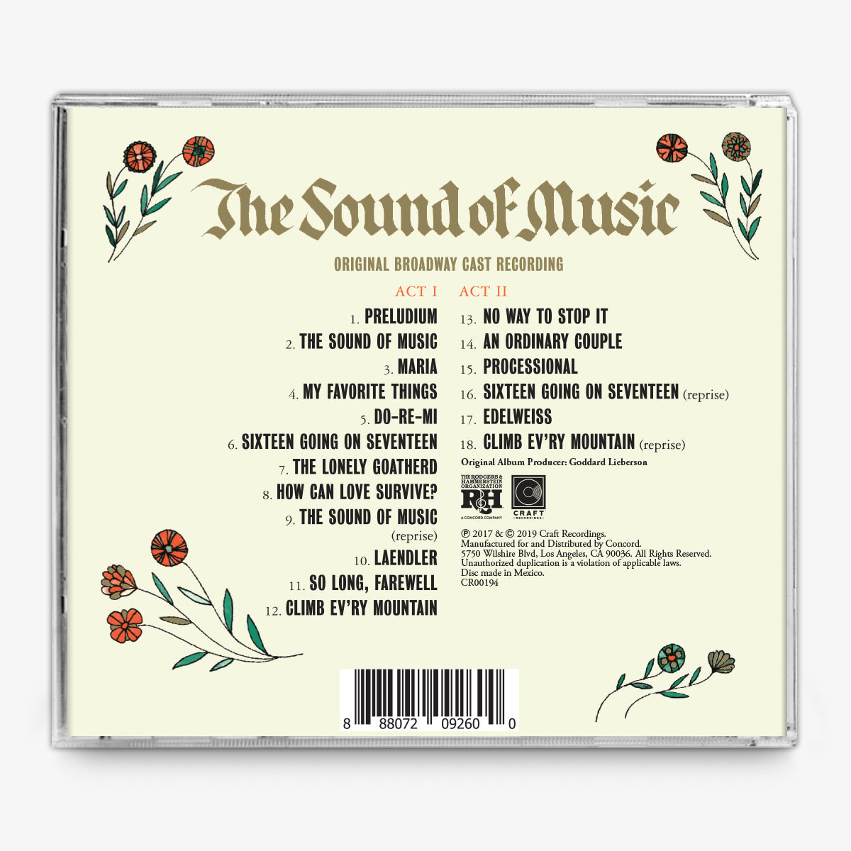The Sound of Music: Original Broadway Cast Recording (CD) Music CD