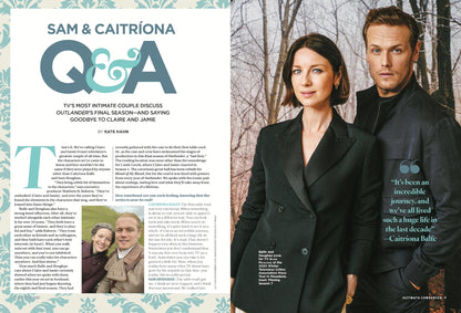 TV Guide - Outlander: Claire & Jamie's Love Story For The Ages, 15 Steamiest Moments, Sam Heughan & Caitríona Balfe Exclusive Interview, BTS, New Episode Previews, Blood Of My Blood Spinoff & More!