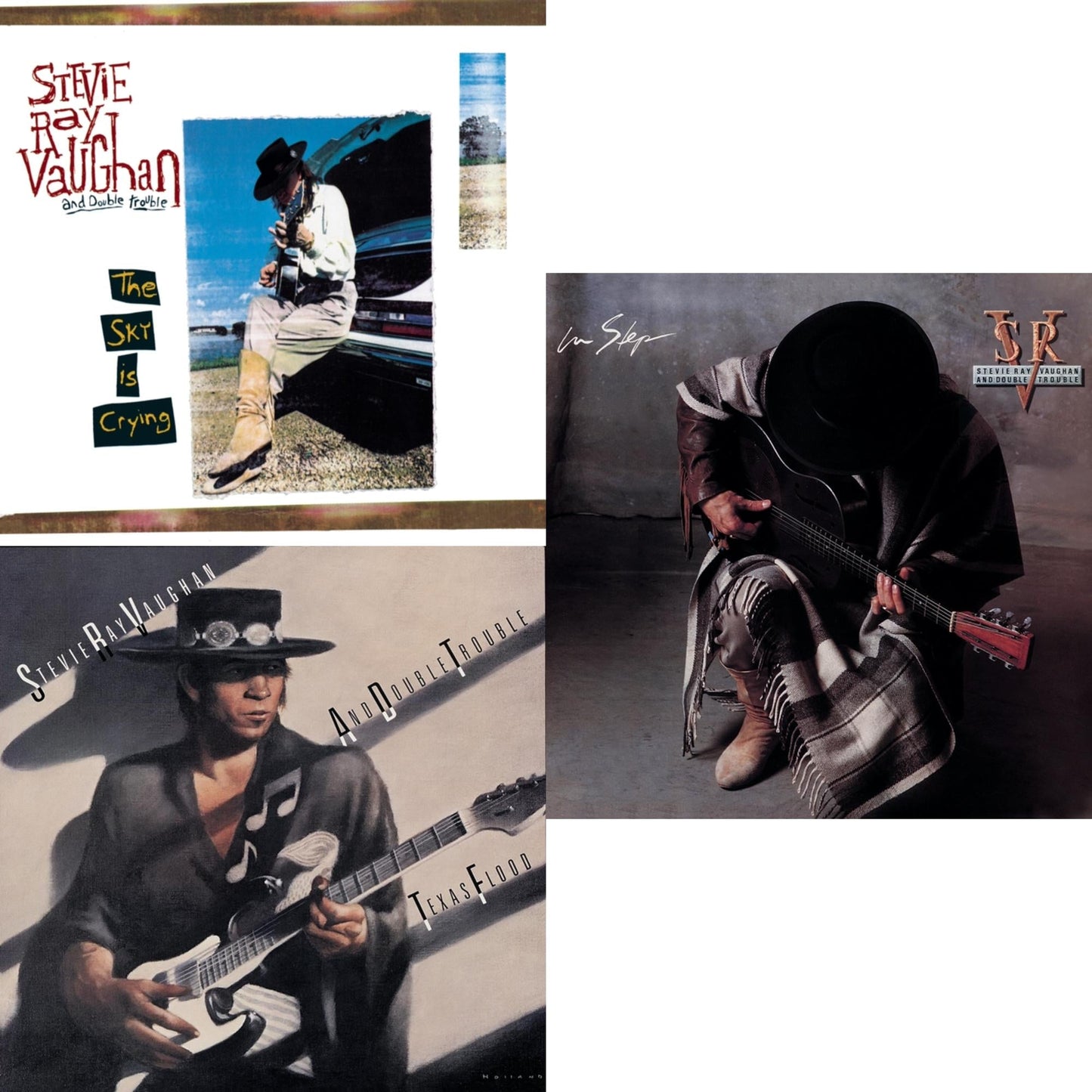 Stevie Ray & Double Trouble Vaughan - Sky Is Crying & Texas Flood & In Step - CD Bundle