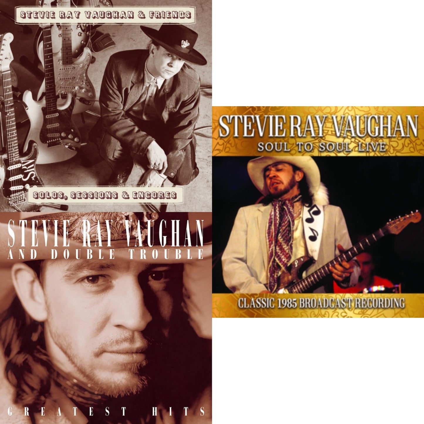 Stevie Ray Vaughan - Solos Sessions & Encores & Greatest Hits & Soul To Soul Live - CD Bundle