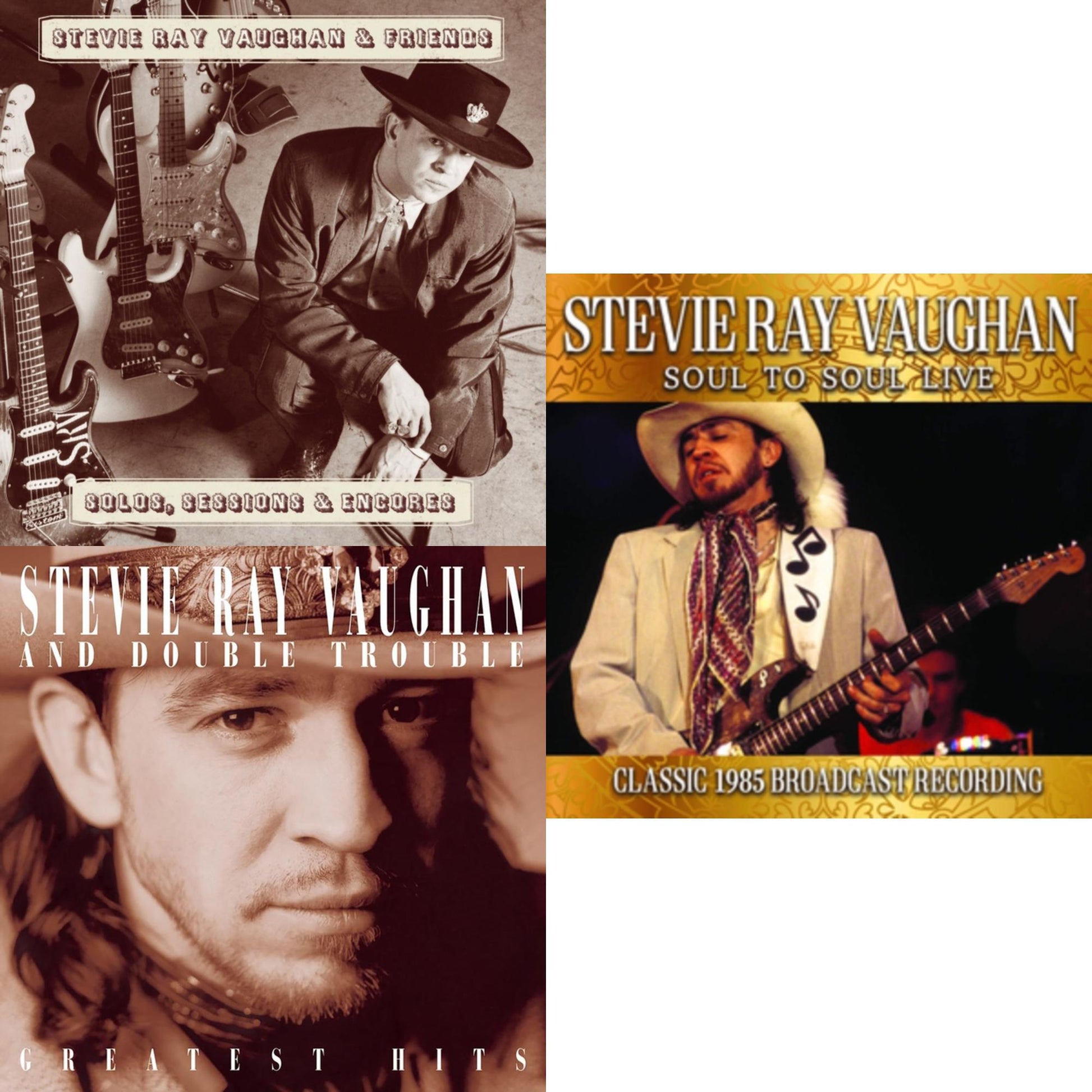 Stevie Ray Vaughan - Solos Sessions & Encores & Greatest Hits & Soul To Soul Live - CD Bundle