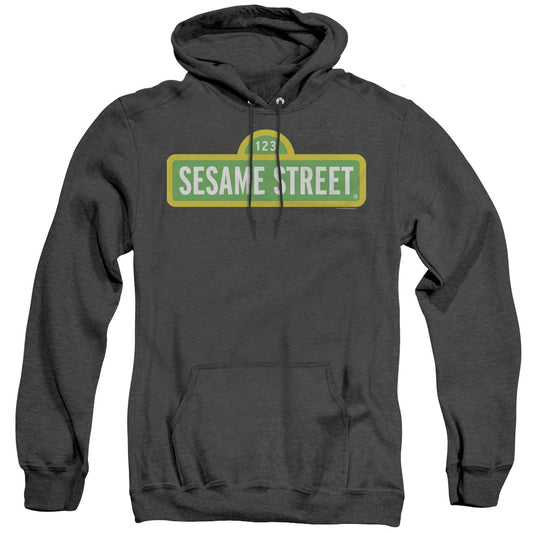 Sesame Street Logo Heather Mens Hoodie Black Officially Licensed