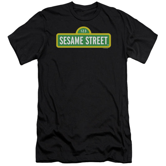 Sesame Street Logo Premium Bella Canvas Slim Fit Mens T Shirt Black