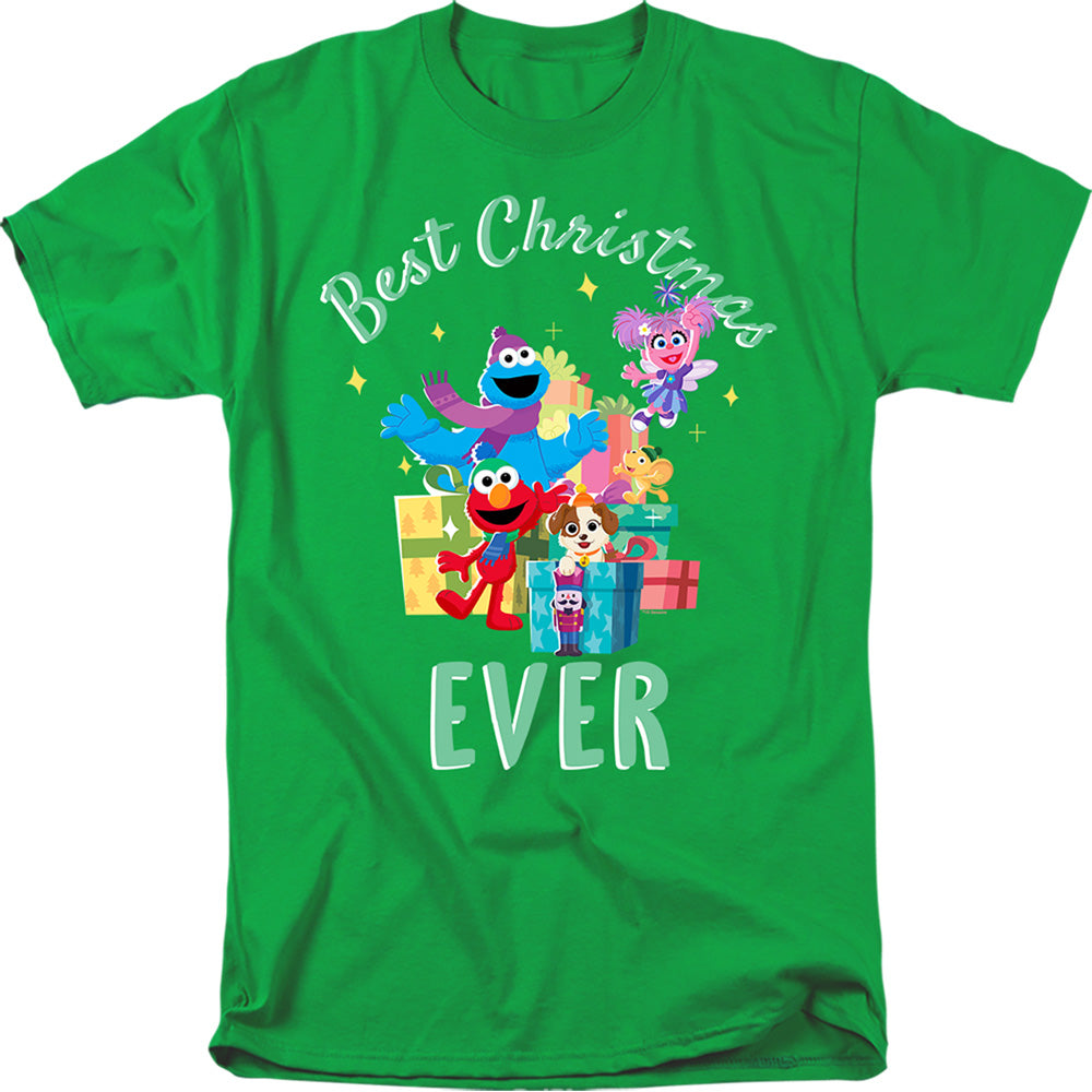 Sesame Street Merry Christmas Elmo, Tango, Abby Cadabby Mens T Shirt Kelly Green Officially Licensed