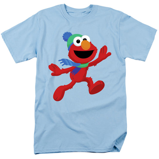 Sesame Street Furry Friends Forever! Elmos Winter Run Mens T Shirt Silver Officially Licensed