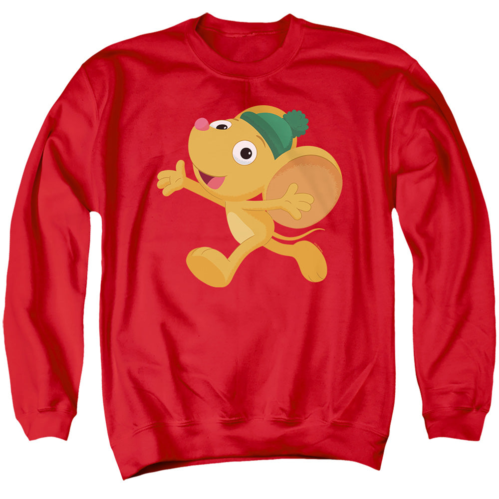 Sesame Street Furry Friend, Little Mouse Mens Crewneck Sweatshirt Red