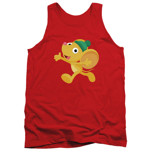 Sesame Street Furry Friend, Little Mouse Mens Tank Top Shirt Red