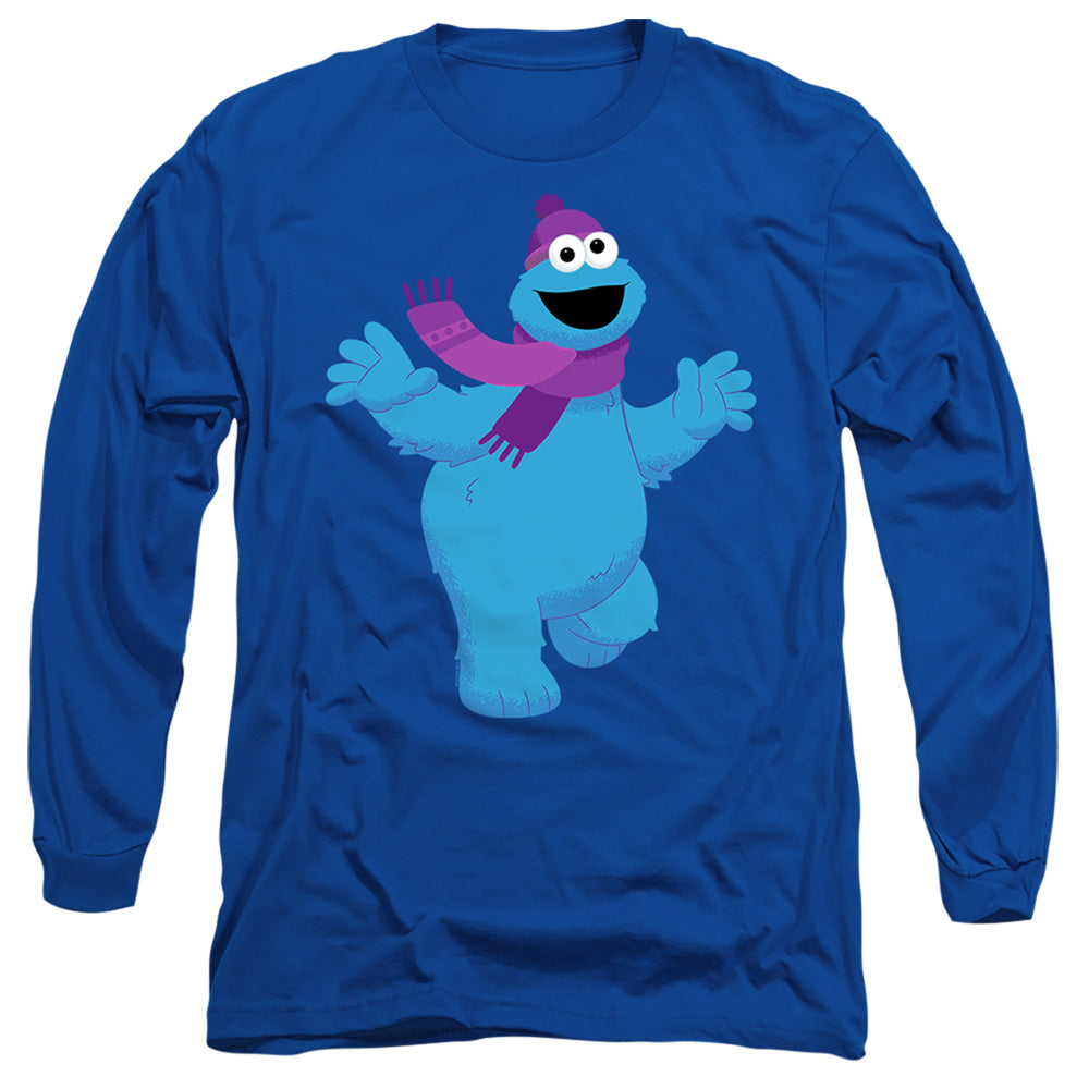 Sesame Street Furry Friends Forever! Cookie Monster Mens Long Sleeve Shirt Royal Blue