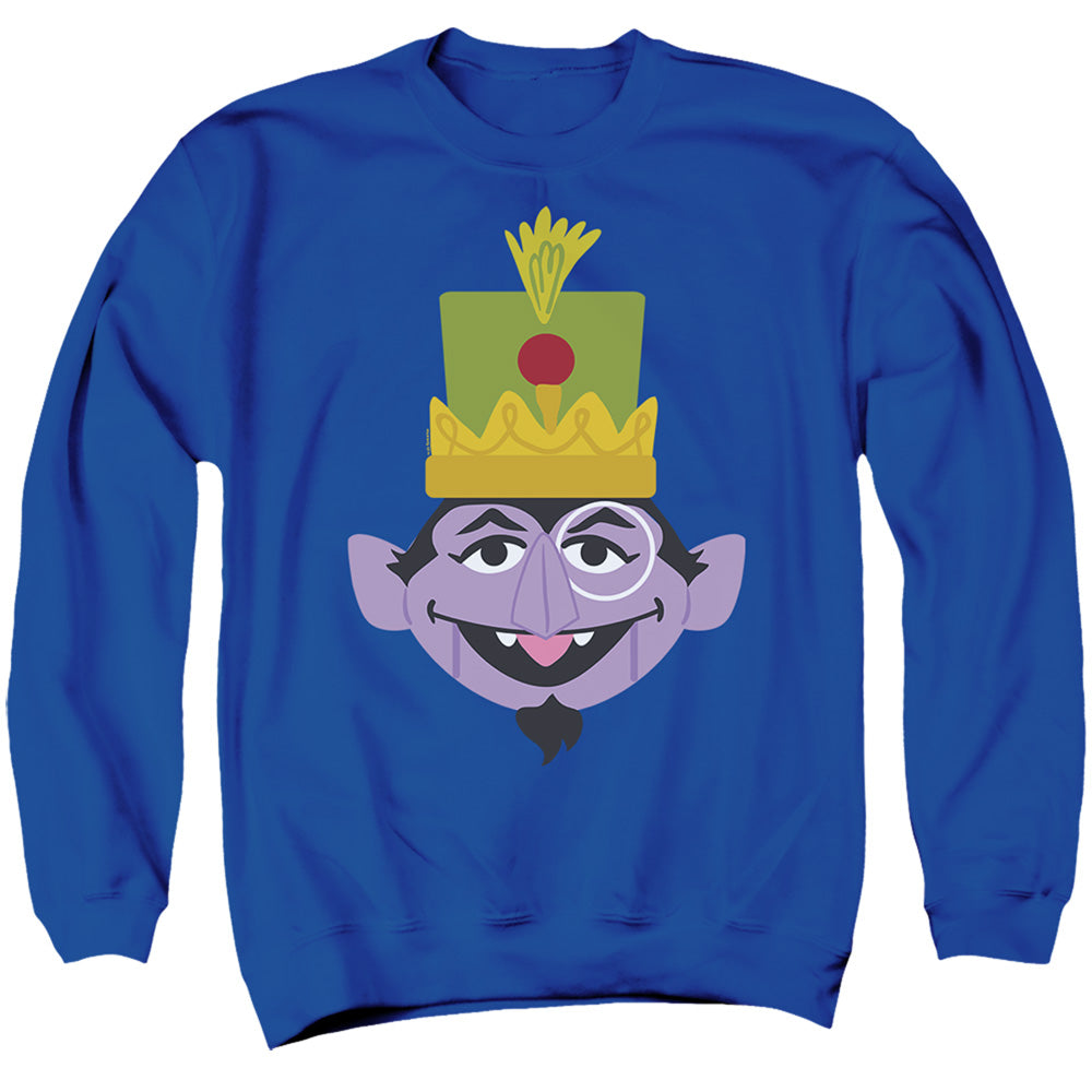 Sesame Street Christmas Nutcracker Count Mens Crewneck Sweatshirt Royal Blue