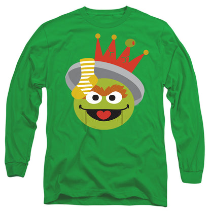 Sesame Street Christmas Nutcracker Oscar The Grouch Mens Long Sleeve Shirt Kelly Green Officially Licensed