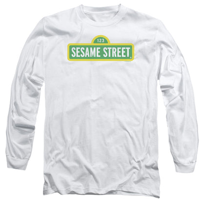 Sesame Street Logo Mens Long Sleeve Shirt White Officially Licensed
