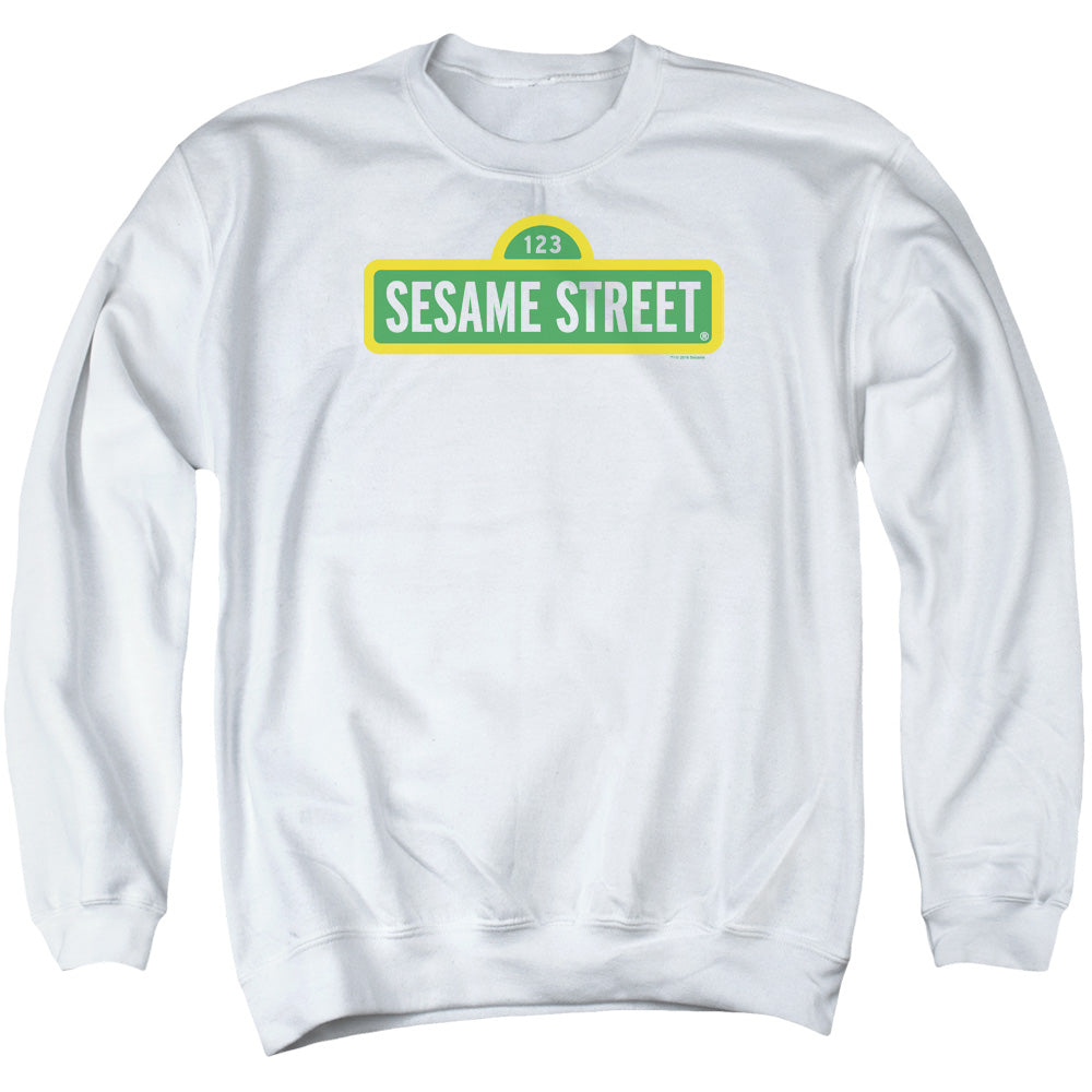 Sesame Street Logo Mens Crewneck Sweatshirt White