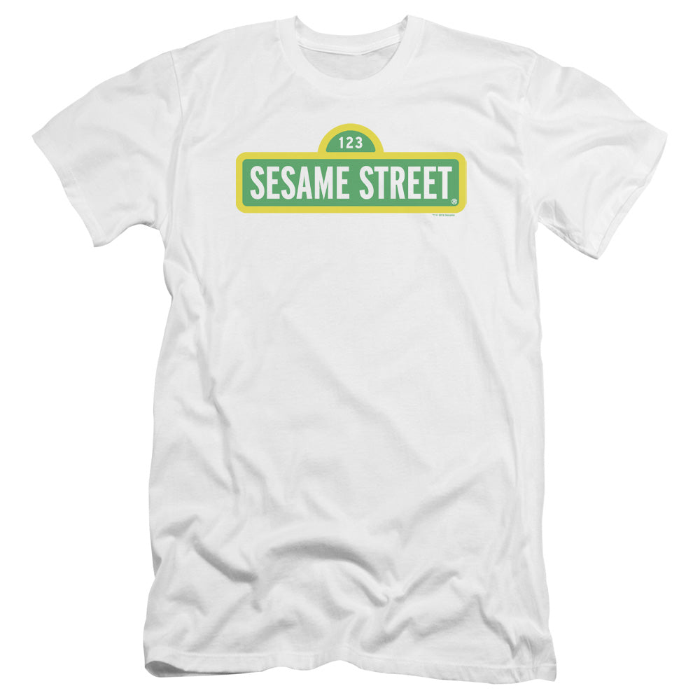 Sesame Street Logo Premium Bella Canvas Slim Fit Mens T Shirt White