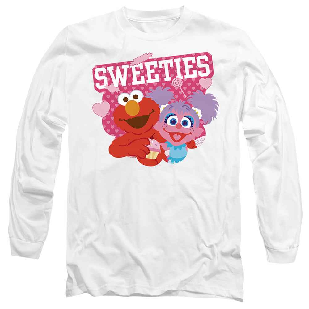 Sesame Street Valentine'S Day Sweeties Elmo And Abby Mens Long Sleeve Shirt White Officially Licensed