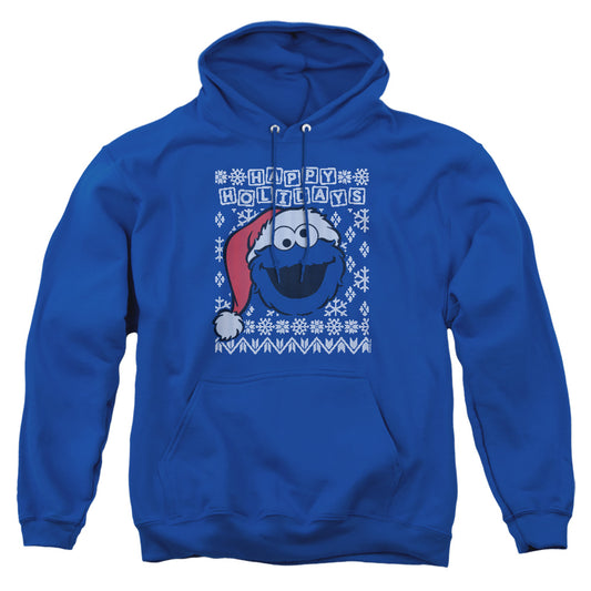 Sesame Street Cookie Monster Ugly Christmas Mens Hoodie Royal Officially Licensed
