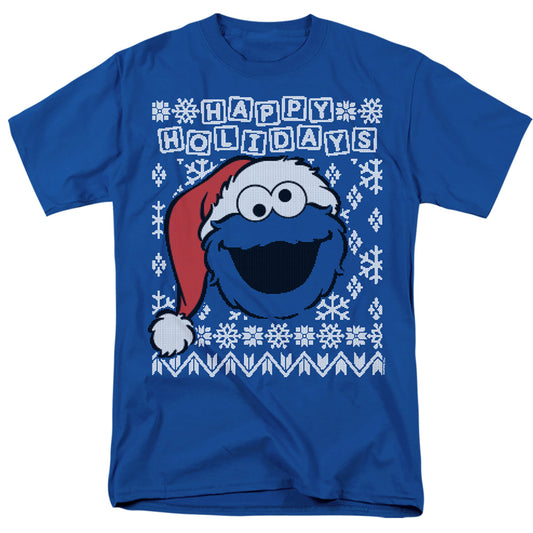 Sesame Street Cookie Monster Ugly Christmas Mens T Shirt Royal Officially Licensed
