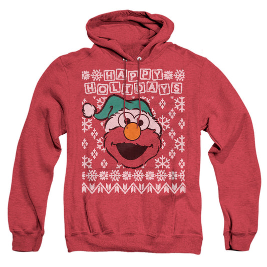 Sesame Street Elmo Ugly Christmas Heather Mens Hoodie Red Officially Licensed