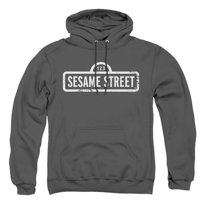 Sesame Street One Color Logo Mens Hoodie Charcoal Officially Licensed