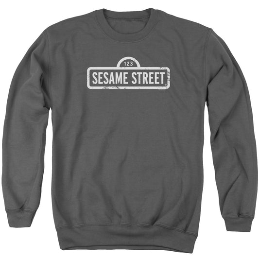 Sesame Street One Color Logo Mens Crewneck Sweatshirt Charcoal