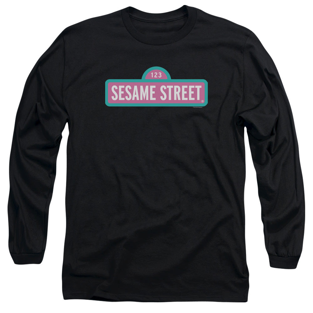 Sesame Street Alt Logo Mens Long Sleeve Shirt Black