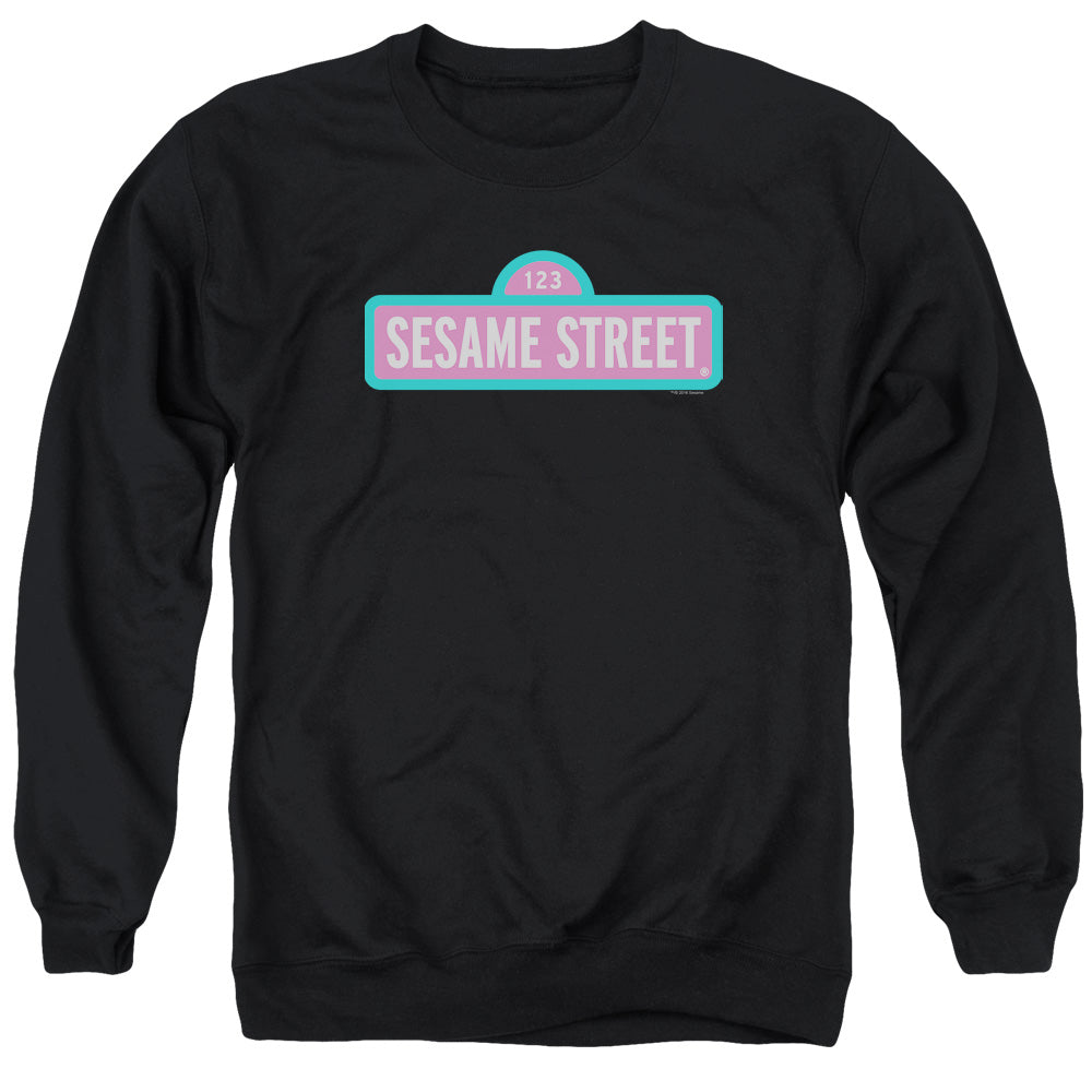 Sesame Street Alt Logo Mens Crewneck Sweatshirt Black