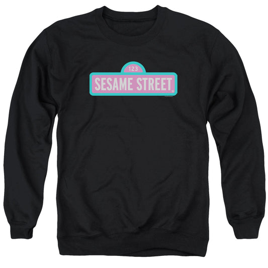 Sesame Street Alt Logo Mens Crewneck Sweatshirt Black