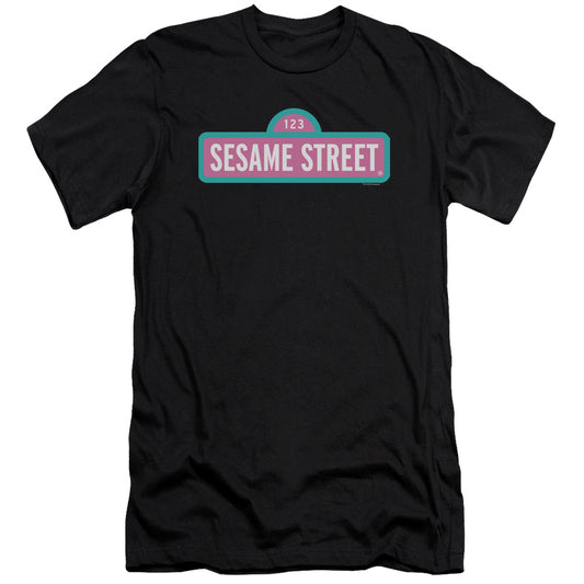 Sesame Street Alt Logo Premium Bella Canvas Slim Fit Mens T Shirt Black