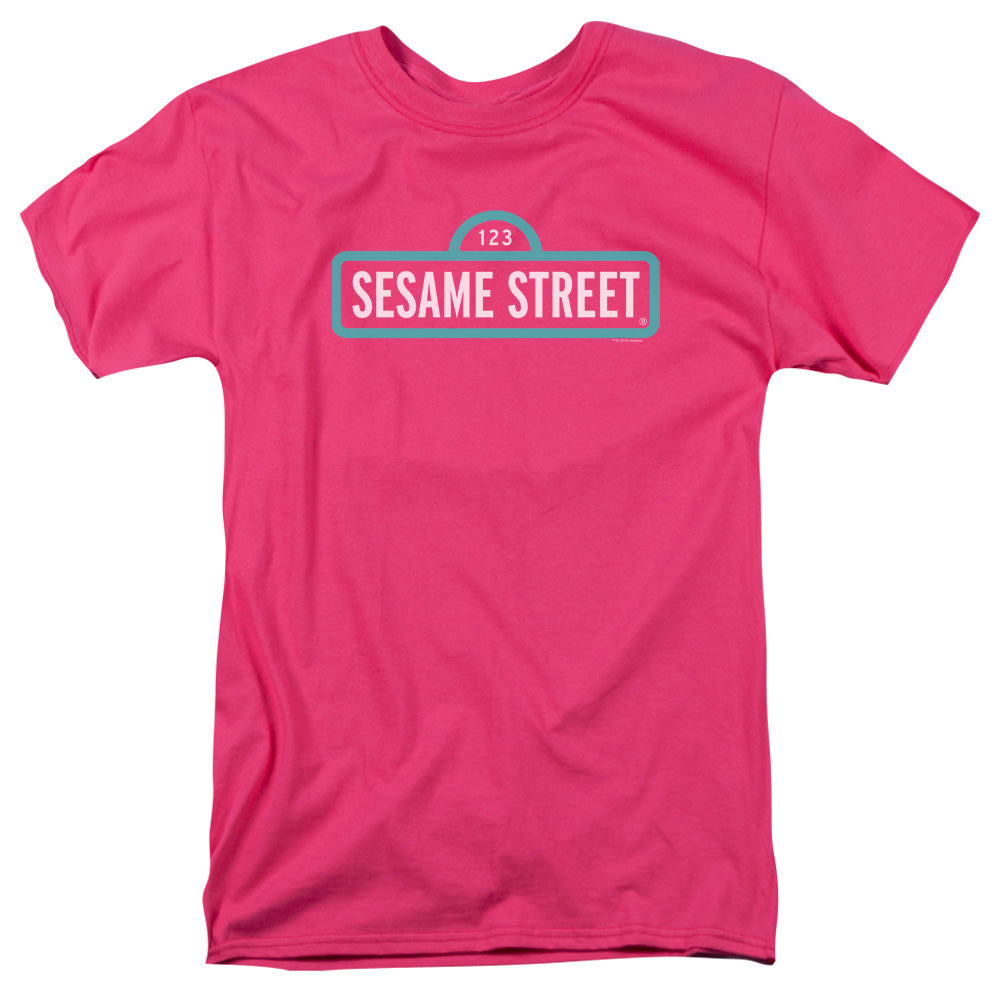 Sesame Street Alt Logo Mens T Shirt Hot Pink Officially Licensed