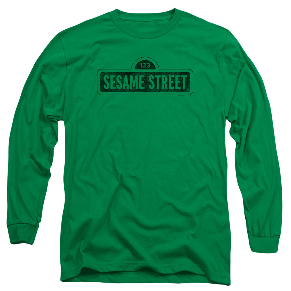 Sesame Street One Color Dark Mens Long Sleeve Shirt Kelly Green